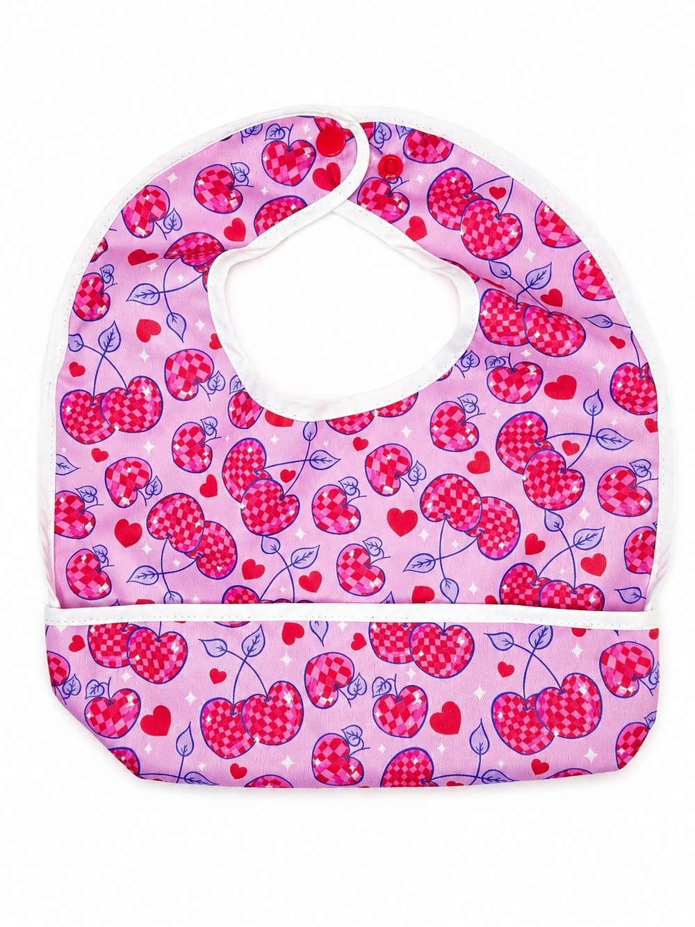 Pink Cherry Print Baby Flip Bib